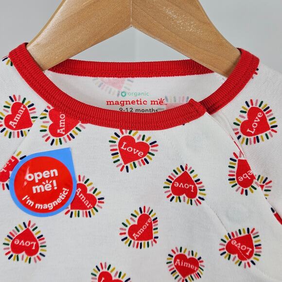 Magnetic Me Baby Organic Valentine Hearts Two Piece Pajama Set | 9-12 Months - Picture 10 of 12